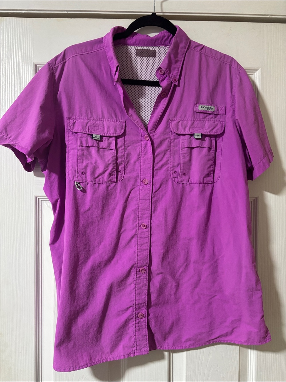 Columbia Short Sleeve Fishing Shirt in Magenta